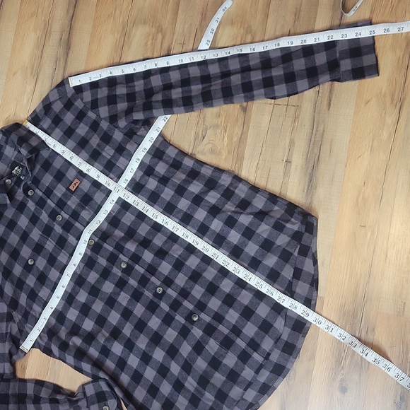 PACIFIC OUTFITTERS Black Gray Buffalo Check Plaid Cotton Flannel Button Down - Picture 11 of 11